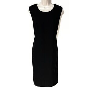 R & M Richards Karen Kwong Sleeveless Black Midi Dress Scoop Neck Sz 10 Stretchy